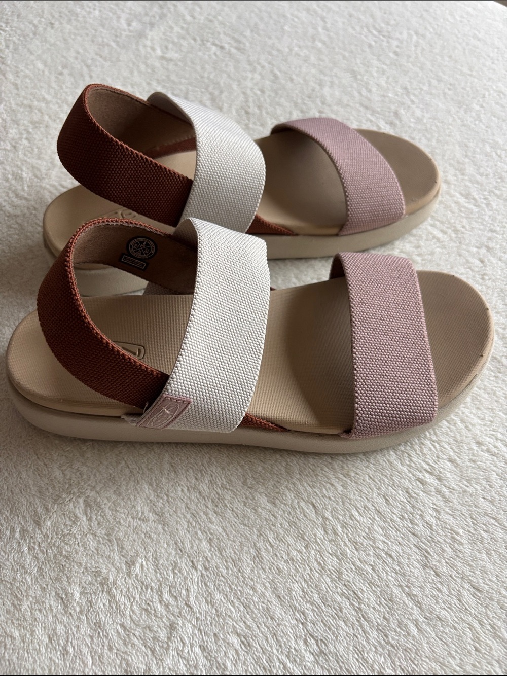 Keen Elle Backstrap Natural Hemp Plaza Taupe 8 Cream Platform Sandal Wedge - Picture 3 of 8